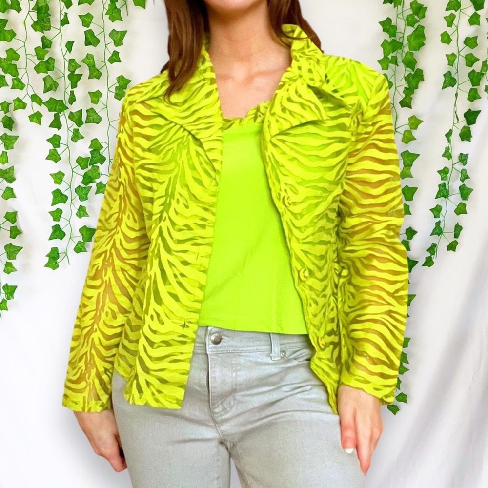 Vintage 80s neon green matching shirt set